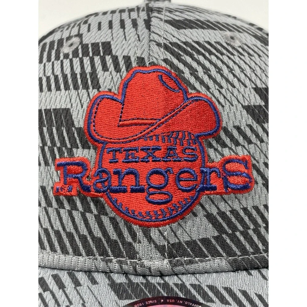 New Era Texas Rangers Hat 39Thirty Stretch Fit Cap Grey Red Blue Cowboy Logo New